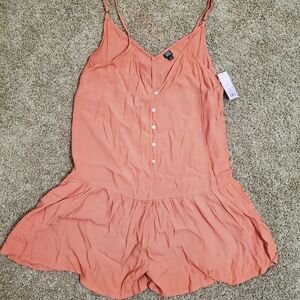 Wild Fable Salmon Pink Tank Button Down Womens Shorts Romper Size Large NWT  New